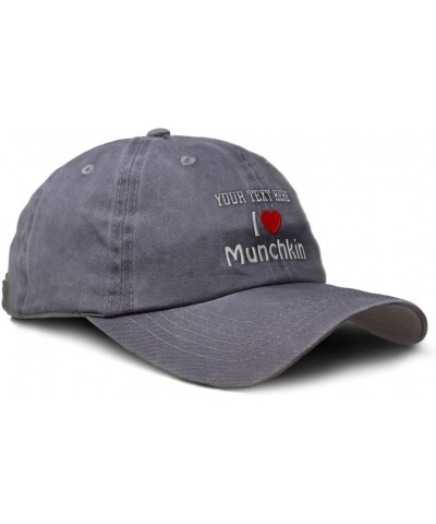 Custom Soft Washed Baseball Cap I (Love) Munchkin Red Heart Pet Lovers Cotton Grey Personalized Text Here $13.50 Baseball Caps