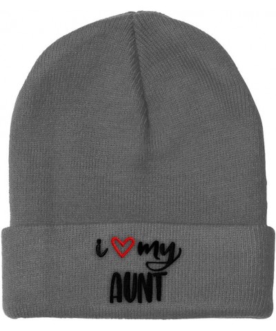 Beanies for Men I Love My Aunt Embroidery Aunt Kinswoman Winter Hats for Women Acrylic Skull Cap 1 Size Light Grey Design Onl...