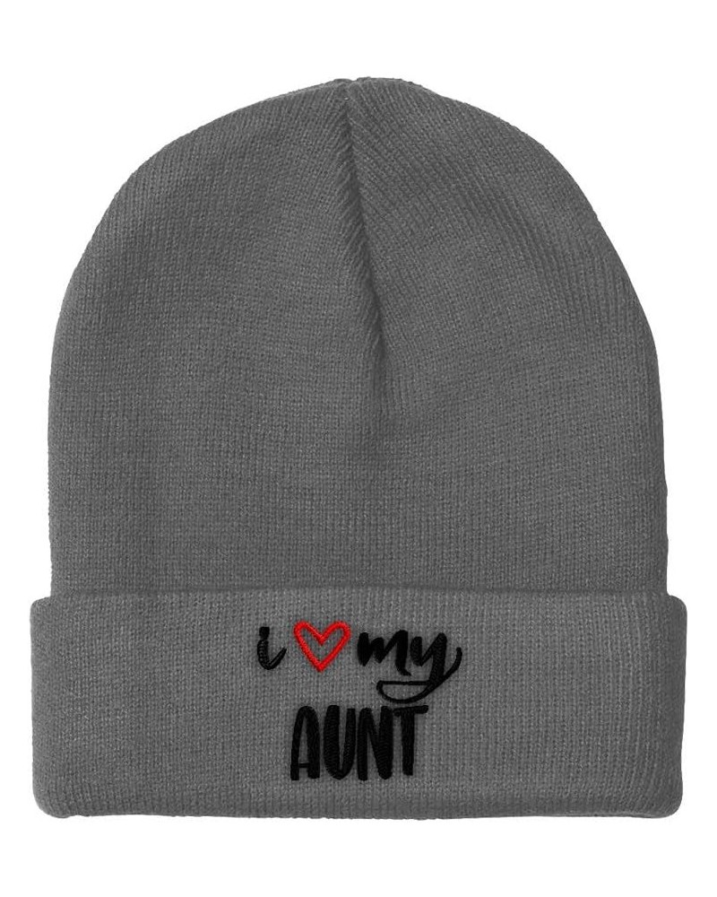 Beanies for Men I Love My Aunt Embroidery Aunt Kinswoman Winter Hats for Women Acrylic Skull Cap 1 Size Light Grey Design Onl...