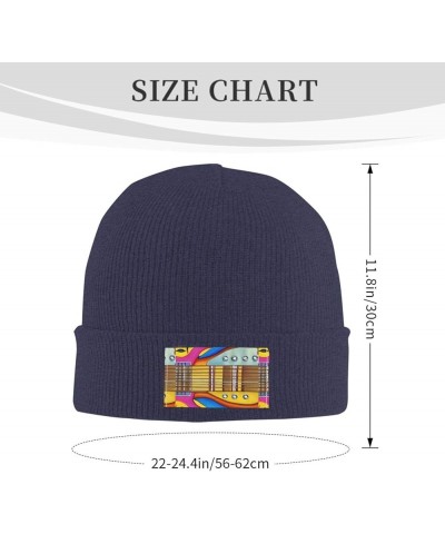 Art Guitar Pattern Print Unisex Soft Warm Beanie Hat for Men Women Elastic Lightweight Skiing Knitted Hat Navy Blue $11.20 Sk...