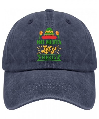 No Siesta Let's Fiesta hat for Men Vintage Cotton Washed Baseball Caps Adjustable Dad Hat Crazy Navy Blue $9.90 Baseball Caps