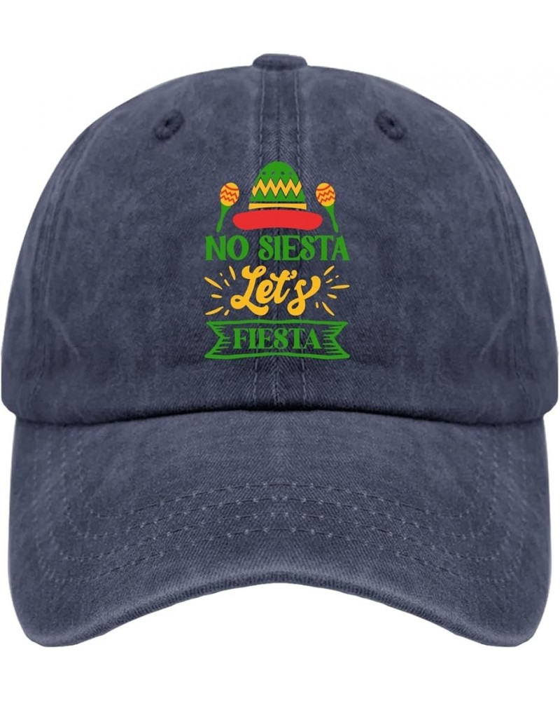 No Siesta Let's Fiesta hat for Men Vintage Cotton Washed Baseball Caps Adjustable Dad Hat Crazy Navy Blue $9.90 Baseball Caps