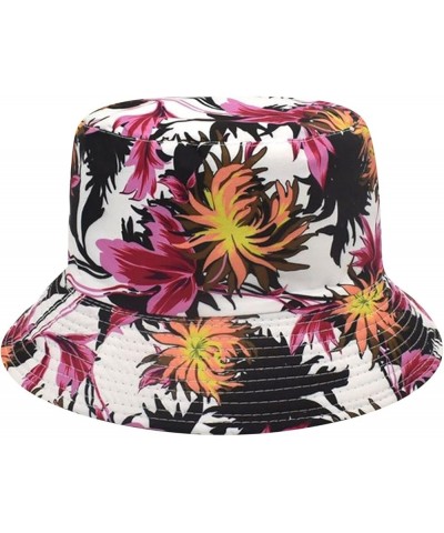 Lady Hawaii Bucket Hats Printed Foldable Fishing Hats Wide Brim Summer Beach Vacation Sun Caps (Black, One Size) Black One Si...