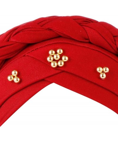 Women Turban Hats with Gold Pearl Stretch Hijab Braids Caps, Twisted Cancer Headscarf Chemo Headwrap Beanies Cap Type 5 $9.73...