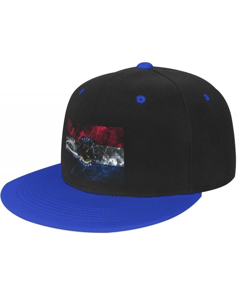 Smoke Flag of Missouri Baseball Cap for Men Women Snapback Hat Adjustable Flat Bill Hats Blue $11.87 Baseball Caps