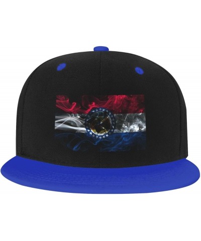 Smoke Flag of Missouri Baseball Cap for Men Women Snapback Hat Adjustable Flat Bill Hats Blue $11.87 Baseball Caps