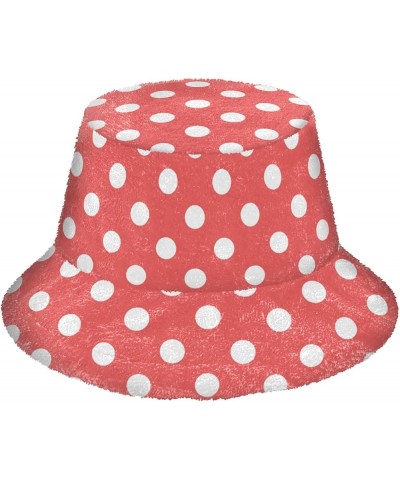 Fuzzy Bucket Hat Tender Bouquet Flowers Bucket Hat for Women Faux Fur Winter Hat Plush Fisherman's Hat Polka Dot 244 $17.69 B...