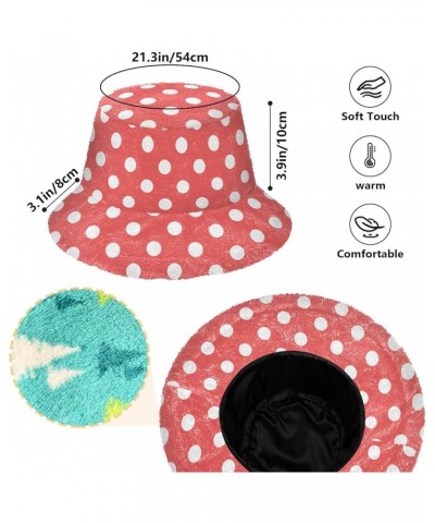 Fuzzy Bucket Hat Tender Bouquet Flowers Bucket Hat for Women Faux Fur Winter Hat Plush Fisherman's Hat Polka Dot 244 $17.69 B...