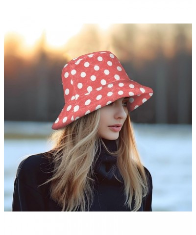 Fuzzy Bucket Hat Tender Bouquet Flowers Bucket Hat for Women Faux Fur Winter Hat Plush Fisherman's Hat Polka Dot 244 $17.69 B...