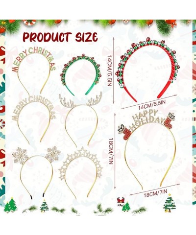 8 Pcs Christmas Headbands for Women Xmas Bell Hairband Rhinestone Reindeer Antler Snowflake Headband for Girls Cosplay(Silver...