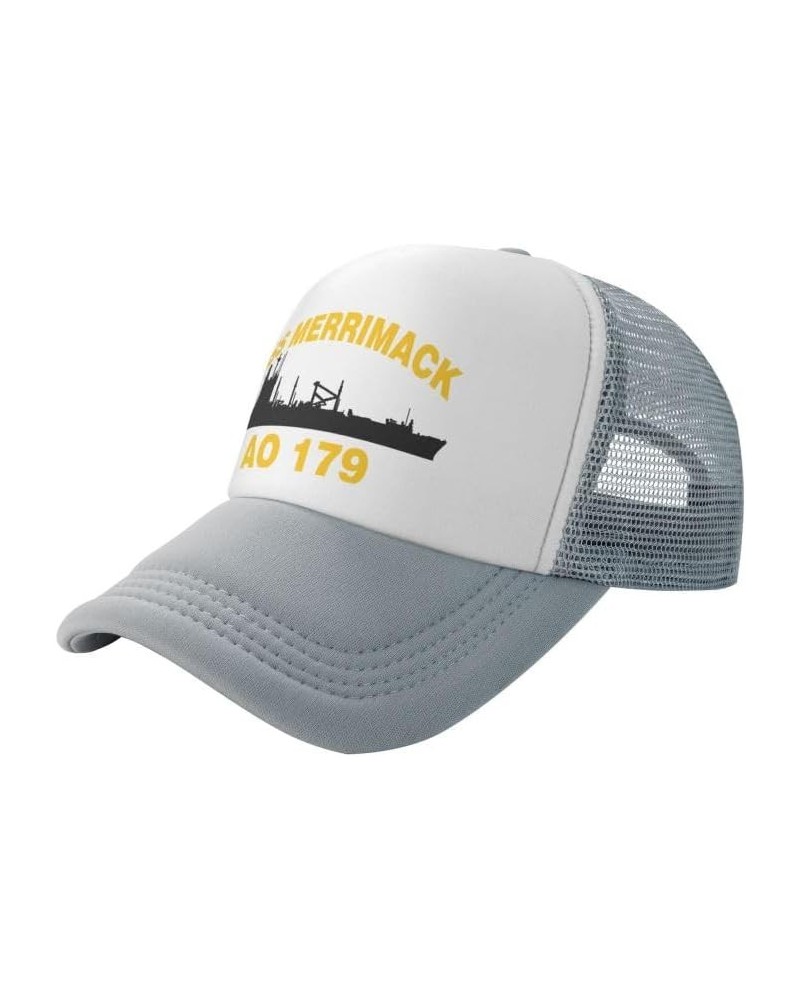 USS Merrimack AO 179 Flag-Trucker Hats Denim Hats Cowboy Knit hat Baseball Caps Fisherman's hat Gray $13.99 Baseball Caps