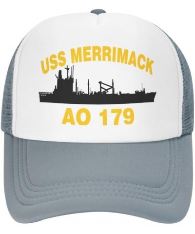 USS Merrimack AO 179 Flag-Trucker Hats Denim Hats Cowboy Knit hat Baseball Caps Fisherman's hat Gray $13.99 Baseball Caps