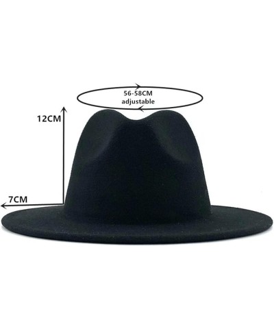 Patchwork Woolen Felt Jazz Cap Fedora Hat Women Men Wide Brim Panama Party Trilby Cowboy Cap 03 $13.99 Fedoras