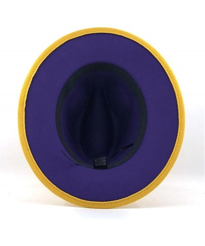 Patchwork Woolen Felt Jazz Cap Fedora Hat Women Men Wide Brim Panama Party Trilby Cowboy Cap 03 $13.99 Fedoras