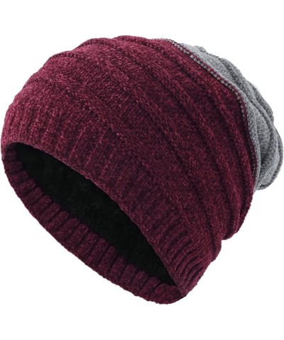 Knitted Hat Thick Soft Warm Thick Hat Without A Hood Suitable for Both Men and Women Hats Cover Ears Hats Wine 8 $8.90 Skulli...