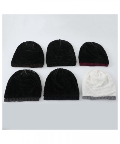 Knitted Hat Thick Soft Warm Thick Hat Without A Hood Suitable for Both Men and Women Hats Cover Ears Hats Wine 8 $8.90 Skulli...