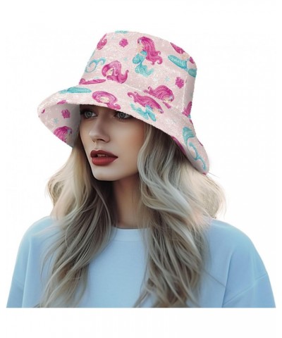 Cute Little Mermaid Fuzzy Bucket Hat for Women Fishermans Hat Furry Hat for Skiing $14.15 Bucket Hats