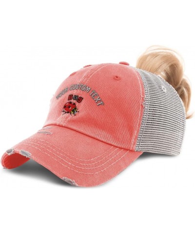 Womens Ponytail Cap Bug Insects Nature Cotton Biology Distressed Trucker Hat Coral Personalized Text Here $15.00 Baseball Caps