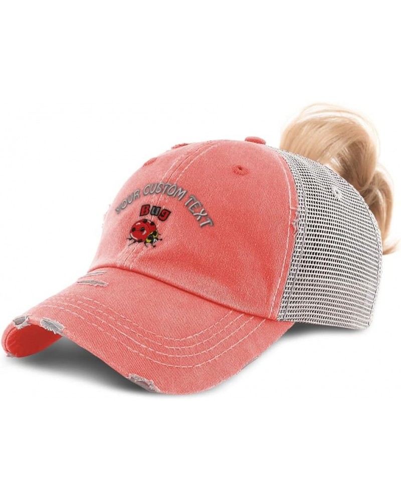 Womens Ponytail Cap Bug Insects Nature Cotton Biology Distressed Trucker Hat Coral Personalized Text Here $15.00 Baseball Caps