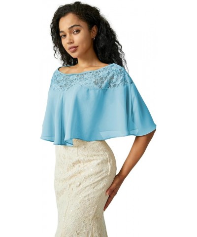 Women's Soft Chiffon Floral Lace Scarf Shawl Wraps for Wedding Evening Dress Wedding Cape Bolero Cover Up Blue 3 $11.20 Scarves