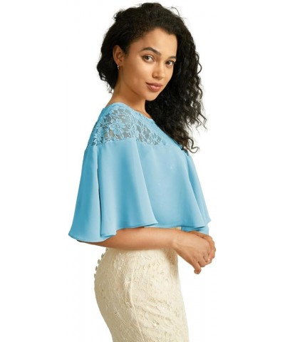 Women's Soft Chiffon Floral Lace Scarf Shawl Wraps for Wedding Evening Dress Wedding Cape Bolero Cover Up Blue 3 $11.20 Scarves