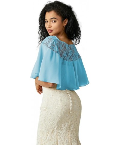 Women's Soft Chiffon Floral Lace Scarf Shawl Wraps for Wedding Evening Dress Wedding Cape Bolero Cover Up Blue 3 $11.20 Scarves