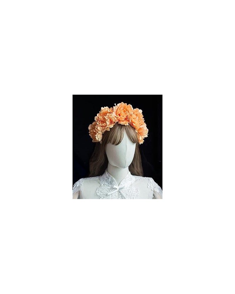 Artificial Chrysanthemum Flower Crown Headband, Orange and Yellow Floral Headpiece for Day of the Dead Chrysanthemum Hallowee...