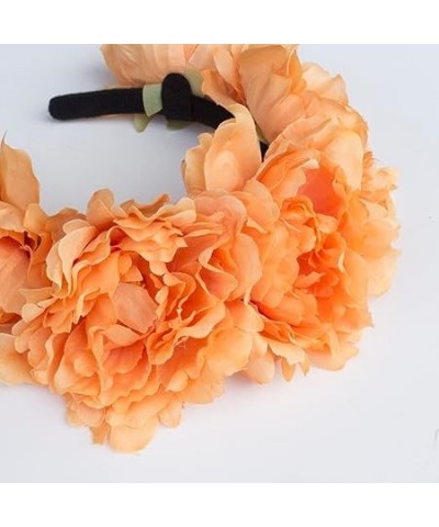 Artificial Chrysanthemum Flower Crown Headband, Orange and Yellow Floral Headpiece for Day of the Dead Chrysanthemum Hallowee...