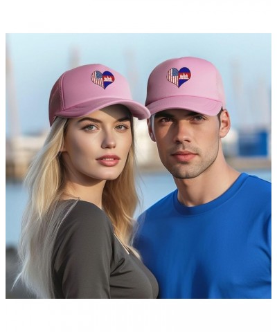 Love Heart Puzzle American Cambodia Flag Baseball Cap Men Women Pink $6.75 Baseball Caps