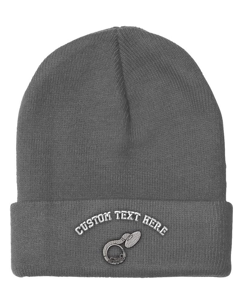 Custom Beanies for Men Sousaphone Music A Embroidery Winter Hats for Women Acrylic Skull Cap 1 Size Light Grey Personalized T...