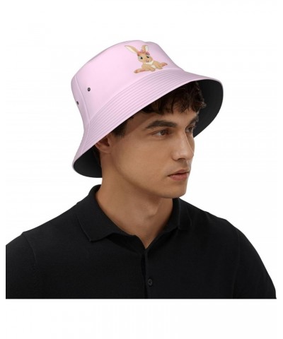 Cute Rabbit Sitting Bucket Hat for Women Men Bucket Hats Summer Sun Hats Beach Travel Fishing Golf Cap Black $13.14 Bucket Hats