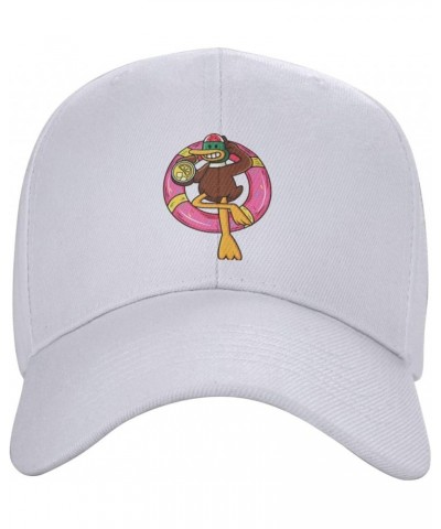 Cute Duck Swimming Holding Juice Baseball Cap for Men Women Dad Hat Classic Adjustable Golf Hats White $11.40 Baseball Caps