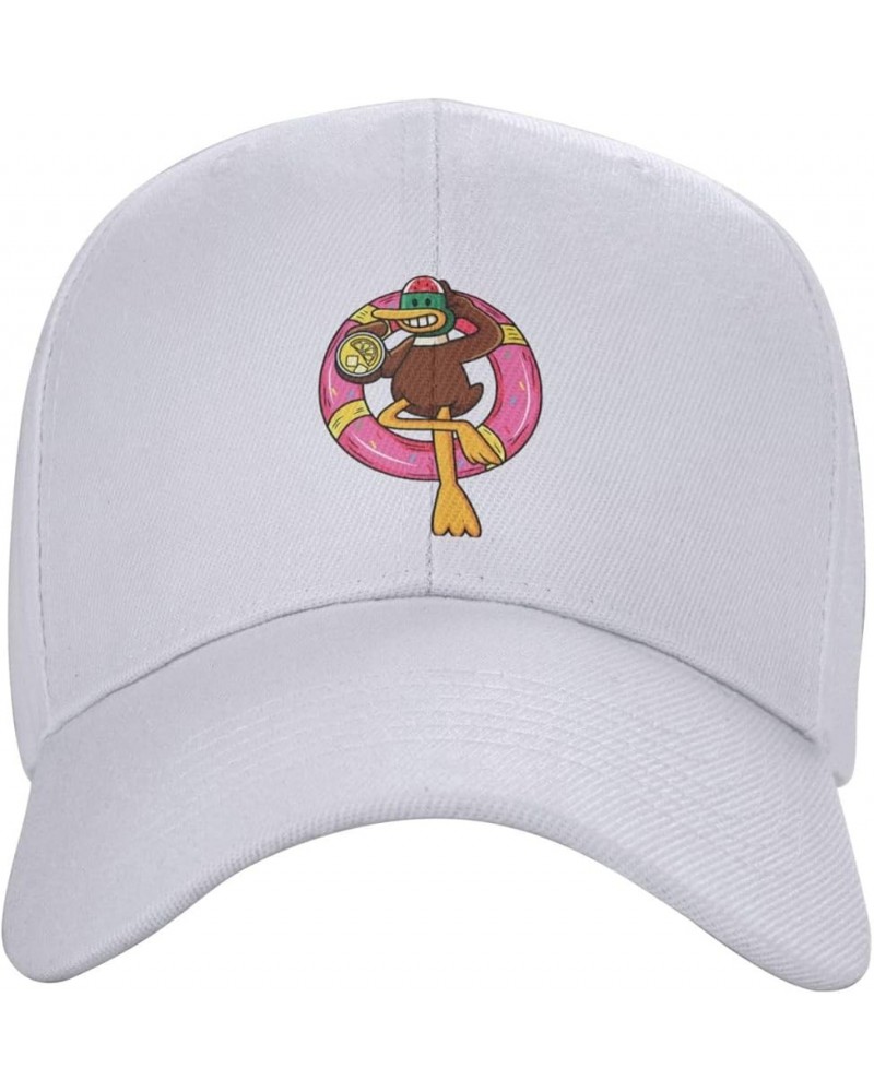 Cute Duck Swimming Holding Juice Baseball Cap for Men Women Dad Hat Classic Adjustable Golf Hats White $11.40 Baseball Caps