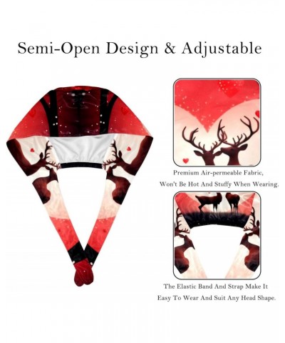 2 Piece Adjustable Surgical Caps, Tie Back Scrub Hats for Women Men, Hearts and Deer $10.83 Skullies & Beanies