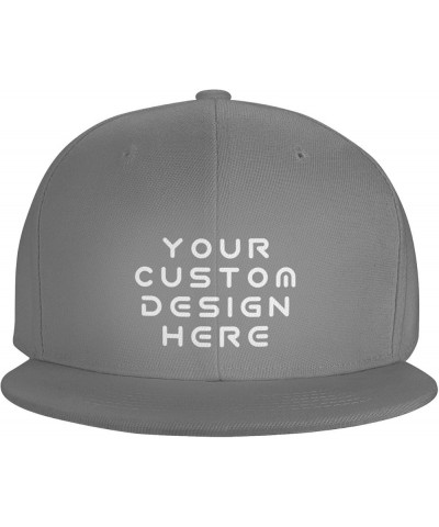 Custom Hat Add Your Name Logo Text or Image Here Personalized Flat Bill Hats Gray $7.77 Baseball Caps