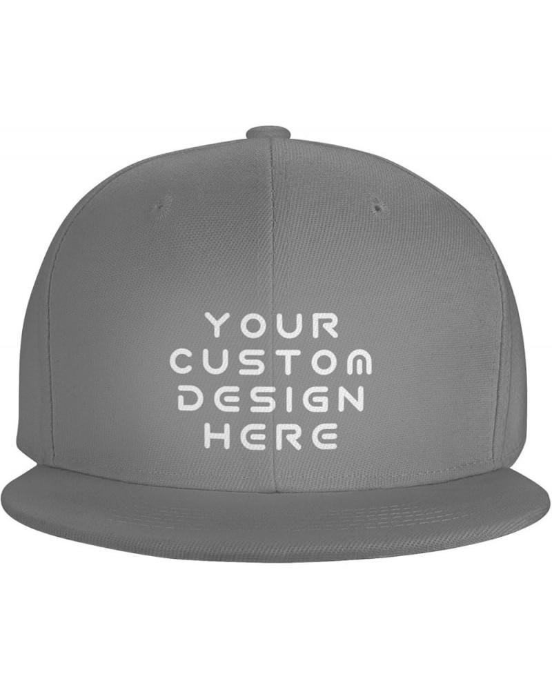 Custom Hat Add Your Name Logo Text or Image Here Personalized Flat Bill Hats Gray $7.77 Baseball Caps