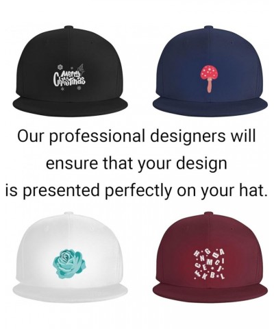 Custom Hat Add Your Name Logo Text or Image Here Personalized Flat Bill Hats Gray $7.77 Baseball Caps