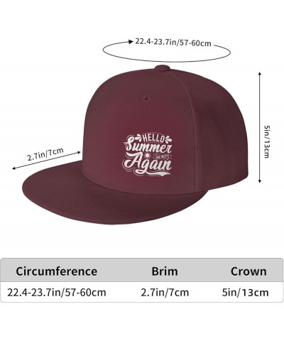 Hello Summer We Met Again Unisex Snapback Hat Classic Fashion Trucker Adjustable Brim Baseball Cap Dark Red $9.78 Baseball Caps