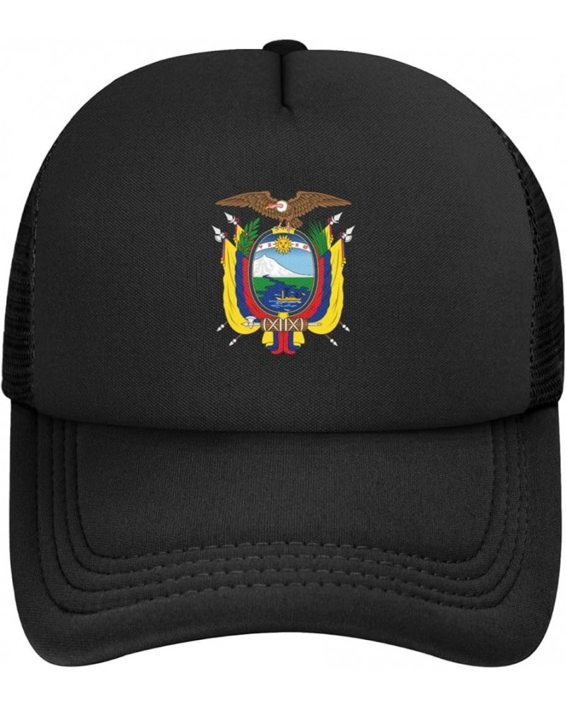 Coat of Arms of Ecuador Baseball Cap Adjustable Solid Color Mesh Baseball Cap for Men Women Black Black $15.23 Baseball Caps