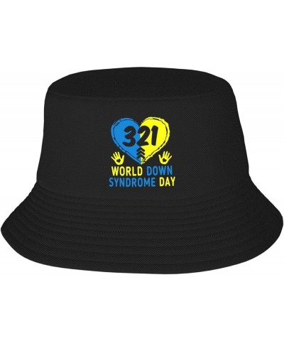 Down Syndrome Awareness Funny Bucket Hat Trendy Fisherman Hats Sun Cap Women Men Black $11.58 Bucket Hats