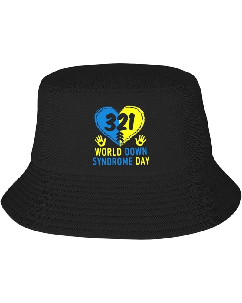 Down Syndrome Awareness Funny Bucket Hat Trendy Fisherman Hats Sun Cap Women Men Black $11.58 Bucket Hats