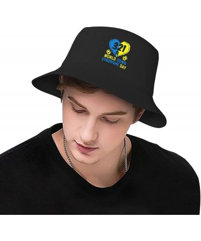 Down Syndrome Awareness Funny Bucket Hat Trendy Fisherman Hats Sun Cap Women Men Black $11.58 Bucket Hats