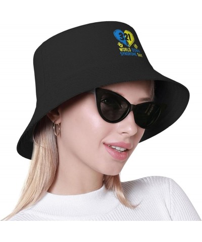 Down Syndrome Awareness Funny Bucket Hat Trendy Fisherman Hats Sun Cap Women Men Black $11.58 Bucket Hats