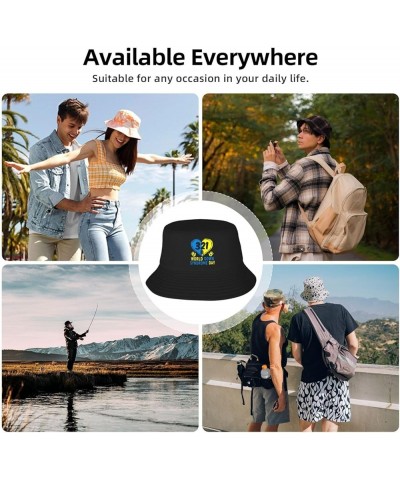 Down Syndrome Awareness Funny Bucket Hat Trendy Fisherman Hats Sun Cap Women Men Black $11.58 Bucket Hats