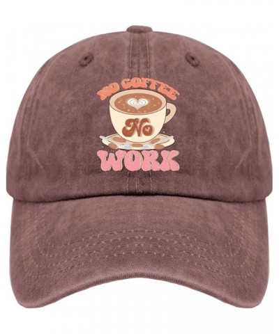 No Coffee No Work Baseball Cap Camping Hat Pigment Black Hat for Women Gifts for Him Golf Hats Wine Red $11.96 Sun Hats