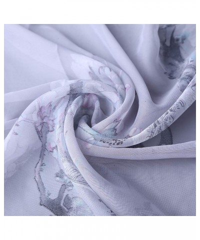 Women Chiffon Scarf Summer Beach Scarves Neckerchief Shawl Birds Pattern Light Coffee $7.42 Scarves