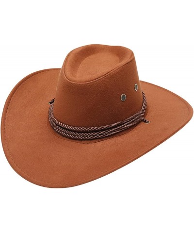 Adult Casual Solid Summer Western Fashion Cowboy Sun Hat Wide Brim Travel Sun Cap Trash Costume for Women Brown-b $9.91 Cowbo...