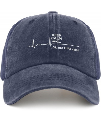 Funny Hats Keep Calm Not That Claim Hats for Womens Men Pigment Black Fishing Hats Vintage Hats Bucket Navy Blue $13.56 Cowbo...