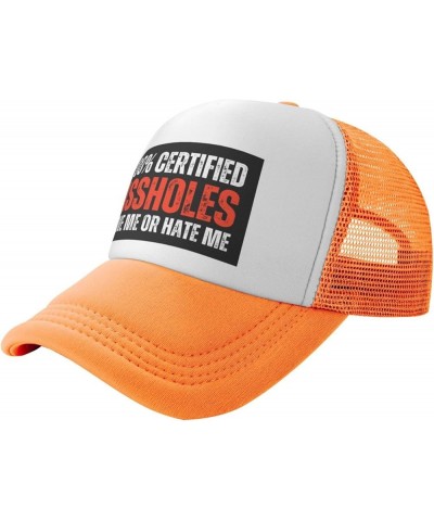 100% Certified Assholes Loves Me Or Hate-Me Mesh Cap Trucker Hat Baseball Cap Orange $10.33 Baseball Caps