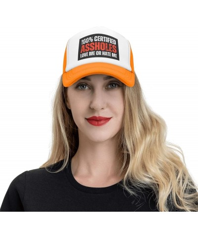 100% Certified Assholes Loves Me Or Hate-Me Mesh Cap Trucker Hat Baseball Cap Orange $10.33 Baseball Caps